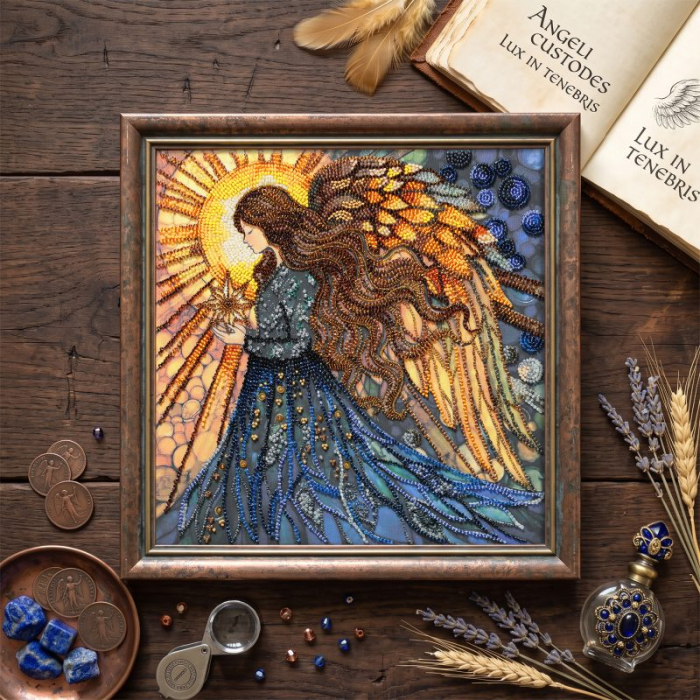 Set broderie cu margele cusute, Protectorul sortii, 25 x 25 cm [2]