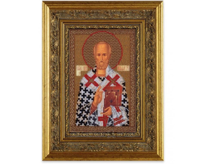 Set broderie cu margele cusute, Icoana Sf. Nicolae, 17x26 cm [2]