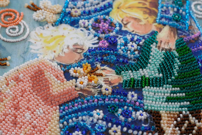 Set broderie cu margele cusute, Inger protector, 31x37 cm [4]