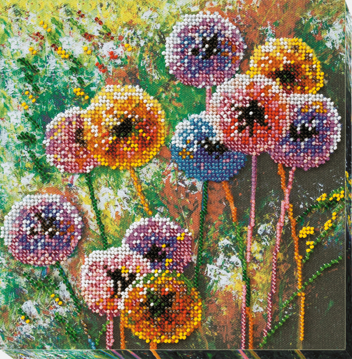 Set broderie cu margele cusute, Papadii, 20x20 cm [1]