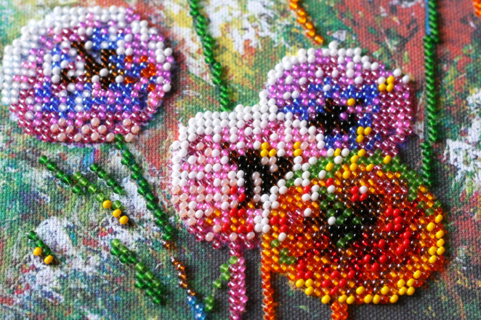 Set broderie cu margele cusute, Papadii, 20x20 cm [3]