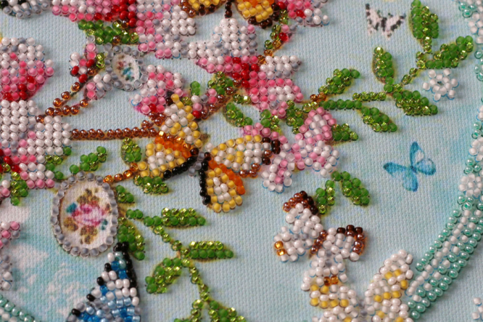 Set broderie cu margele cusute, Simbolurile primaverii, 20x20 cm [4]