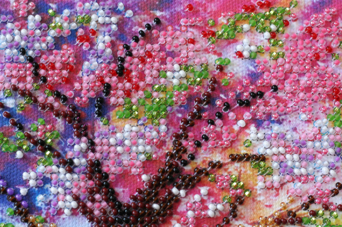 Set broderie cu margele cusute, Pod spre primavara, 20x20 cm [2]