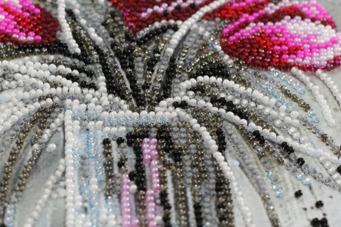 Set broderie cu margele cusute, Smarald rosu, 24x40 cm [4]