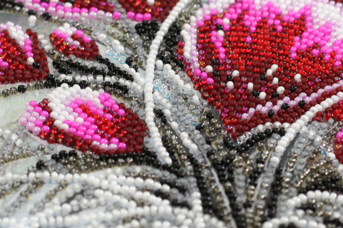 Set broderie cu margele cusute, Smarald rosu, 24x40 cm [3]