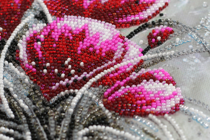 Set broderie cu margele cusute, Smarald rosu, 24x40 cm [5]