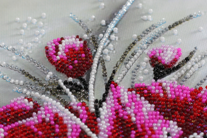 Set broderie cu margele cusute, Smarald rosu, 24x40 cm [2]