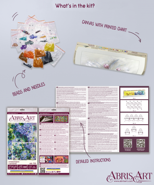 Set broderie cu margele cusute, Hortensie, 37x27 cm [7]