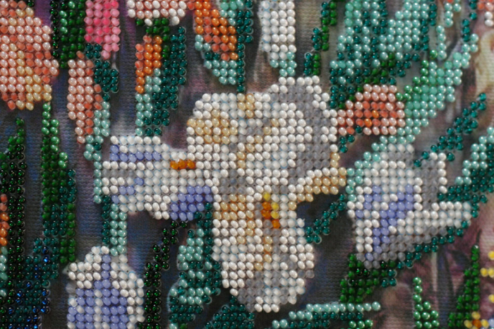 Set broderie cu margele cusute, Gradina dimineata, 35x27 cm [3]
