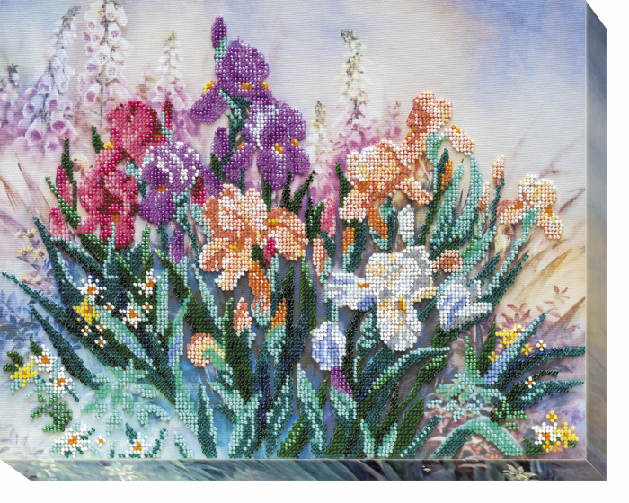Set broderie cu margele cusute, Gradina dimineata, 35x27 cm [1]