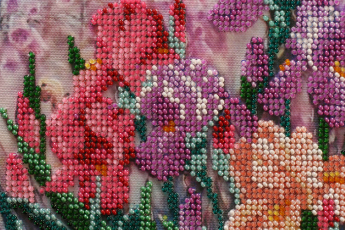 Set broderie cu margele cusute, Gradina dimineata, 35x27 cm [5]