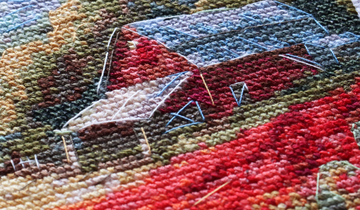 Set broderie in cruciulita, Maci la apus, 19x30 cm [3]