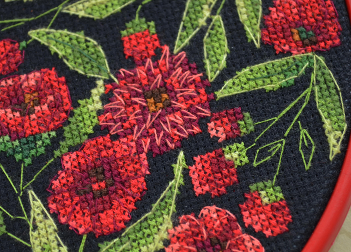 Set broderie in cruciulita, cu gherghef, Dansul florilor, 17x17 cm [4]