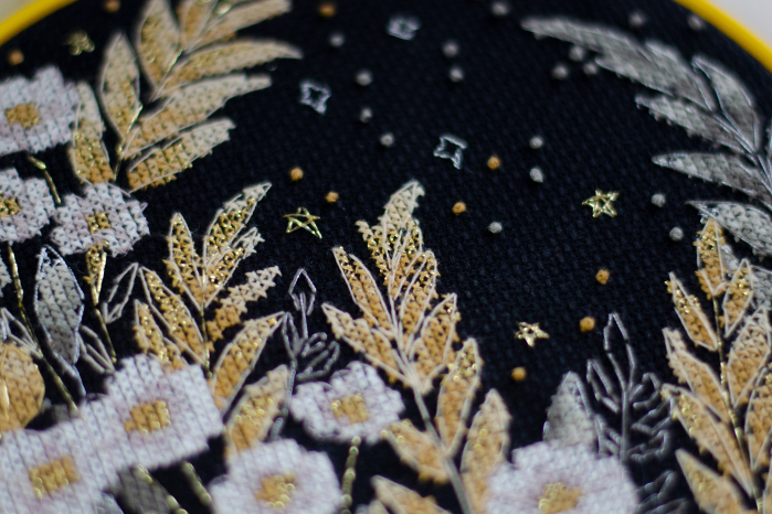 Set broderie in cruciulita, cu gherghef, Lumina stelelor, 17x17 cm [4]