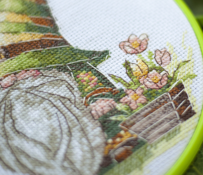 Set broderie in cruciulita, cu gherghef, Piticul florar, 15x15 cm [2]