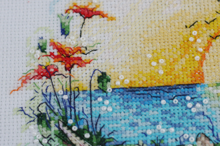Set broderie in cruciulita, Paradis insorit, 25x25 cm [3]