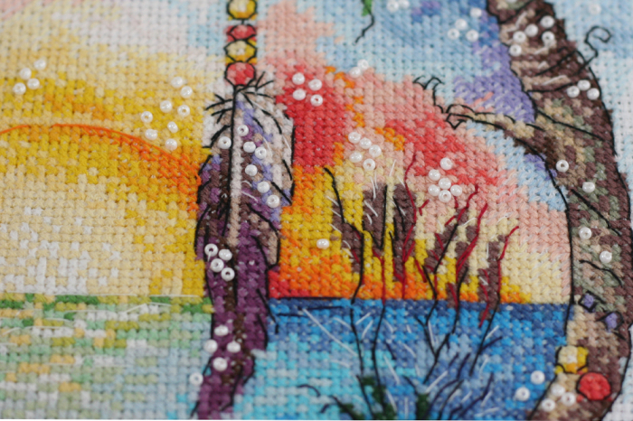 Set broderie in cruciulita, Paradis insorit, 25x25 cm [5]