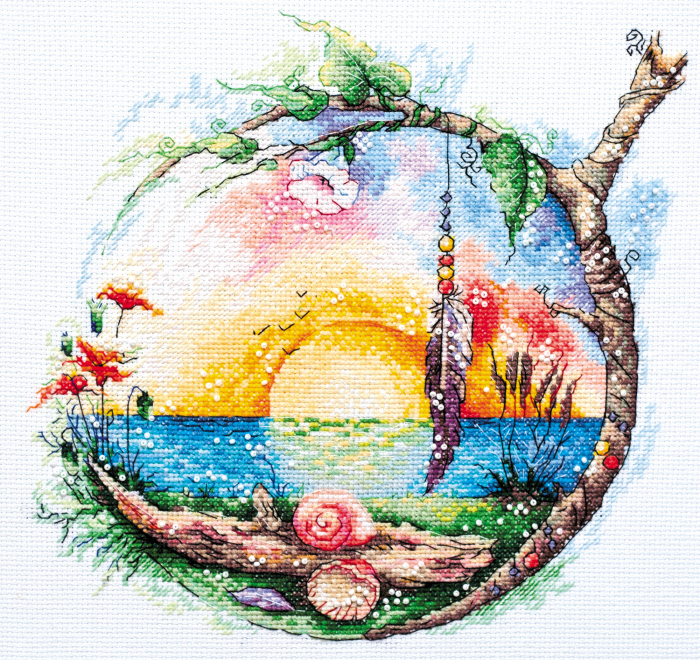 Set broderie in cruciulita, Paradis insorit, 25x25 cm [1]