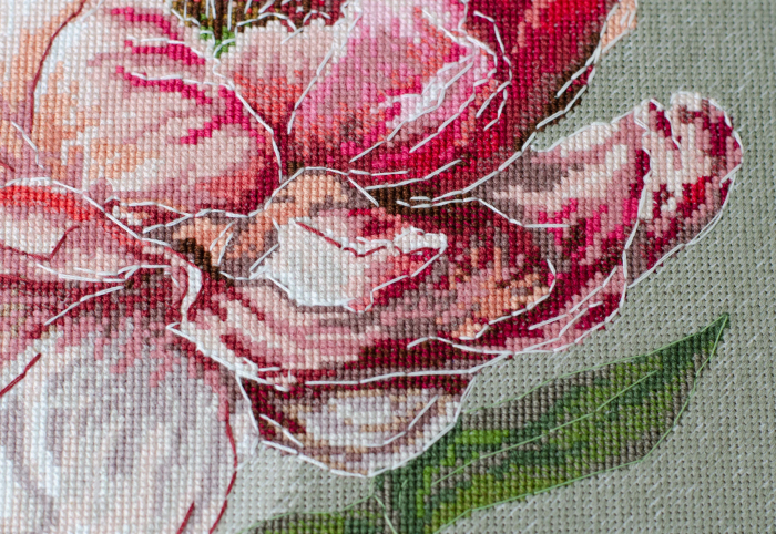 Set broderie in cruciulita, Bujor, 23x31 cm [4]
