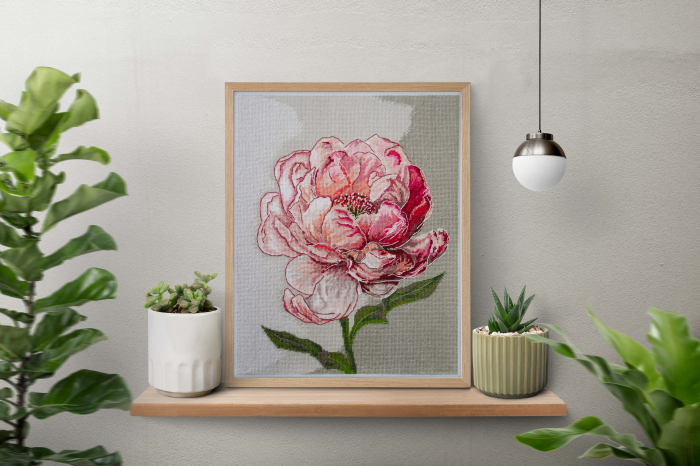 Set broderie in cruciulita, Bujor, 23x31 cm [2]