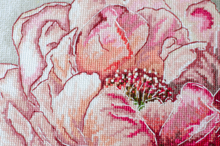 Set broderie in cruciulita, Bujor, 23x31 cm [5]