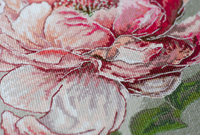 Set broderie in cruciulita, Bujor, 23x31 cm [3]