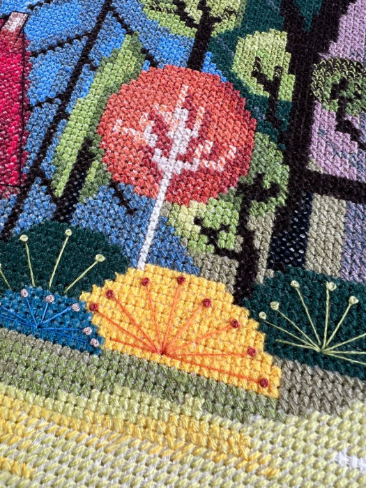 Set broderie in cruciulita, Coliba din padure, 32x41 cm [2]