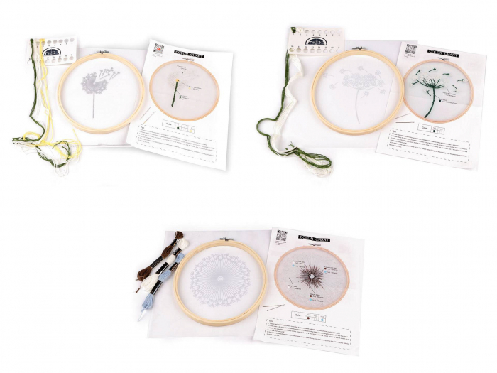 Set broderie pe tul preimprimat, cu gherghef, Papadie 1, Ø19 cm [3]