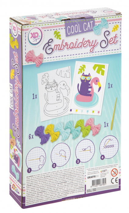 Set broderie pentru copii, Pisica cool, 6 culori [2]