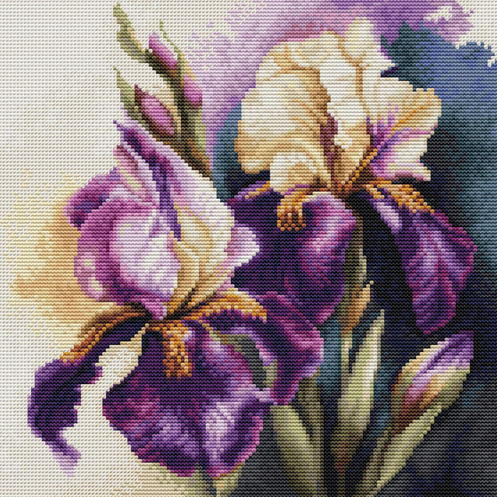 Set de brodat in cruciulita, Irisi, 22x22cm [1]