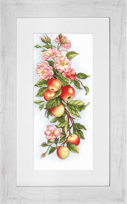 Set de brodat in cruciulita, Compozitie cu mere, 17x38 cm [2]