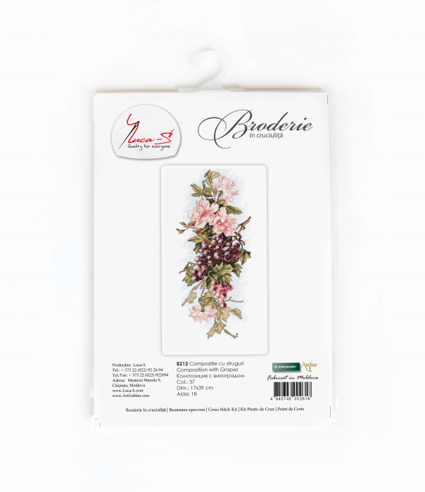 Set de brodat in cruciulita, Compozitie cu struguri, 17x39 cm [4]