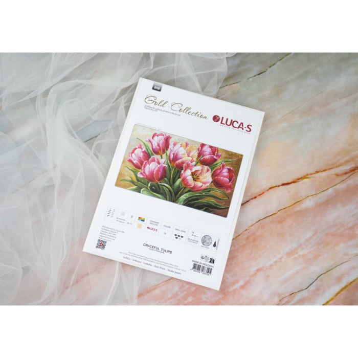 Set goblen de cusut, cu diagrama, Lalele gratioase, 35x24 cm [4]