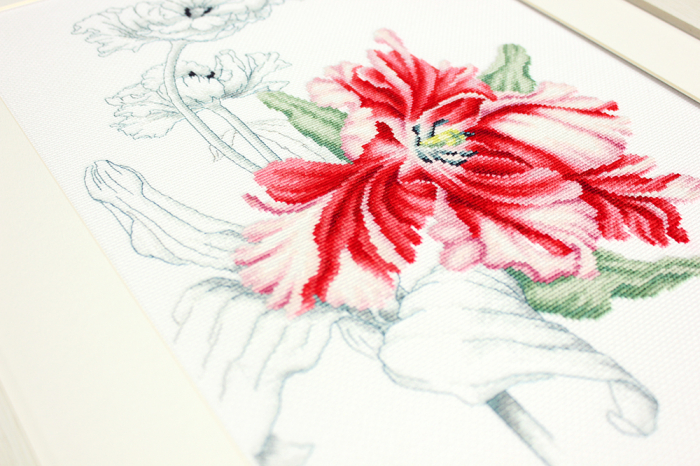 Set de brodat in cruciulita, Lalea rosie 23,5x34,5 cm [2]