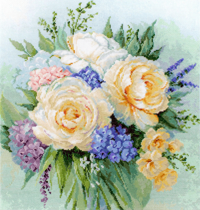Set de brodat in cruciulita, Buchet floral, 32x33.5 cm [1]