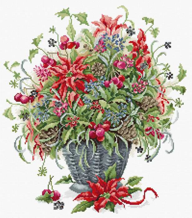 Set de brodat in cruciulita, Craciunita, 30 x 34 cm [1]