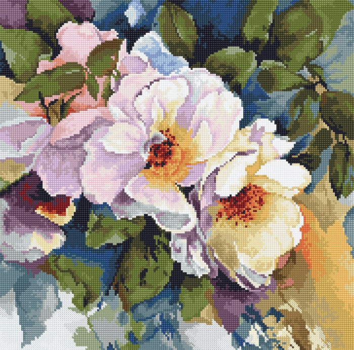 Set de brodat in cruciulita, Trandafiri, 29x29cm [1]