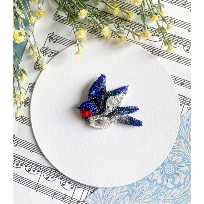 Set decoratie cu margele (brosa), Randunica, 20 culori, 6.6x5.2 cm [3]