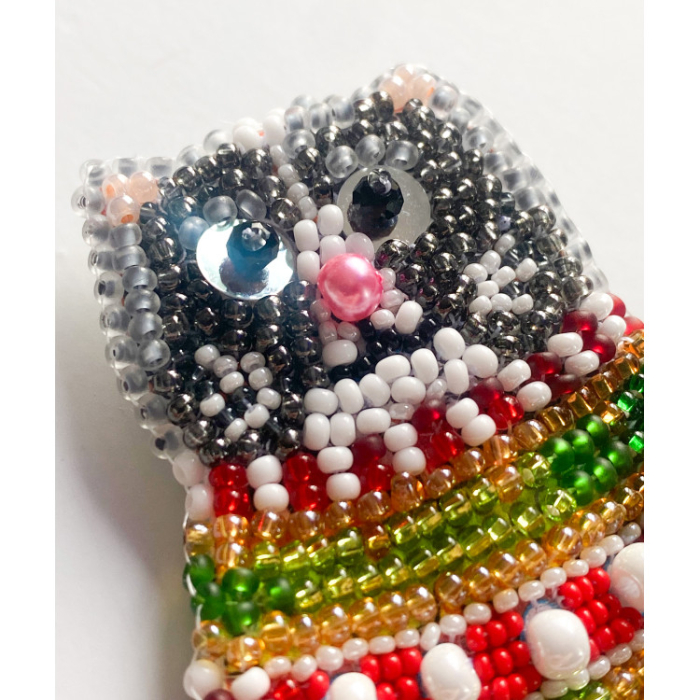 Set decoratie cu margele (brosa), Pisica cu plover, 21 culori, 5.7x6.8 cm [3]