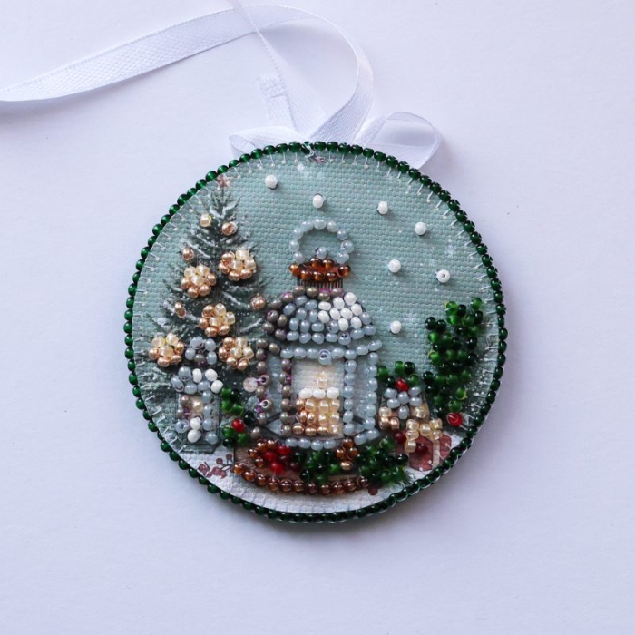 Set decoratie de Craciun cu margele, Spiridus, 13.2x6.6 cm [3]