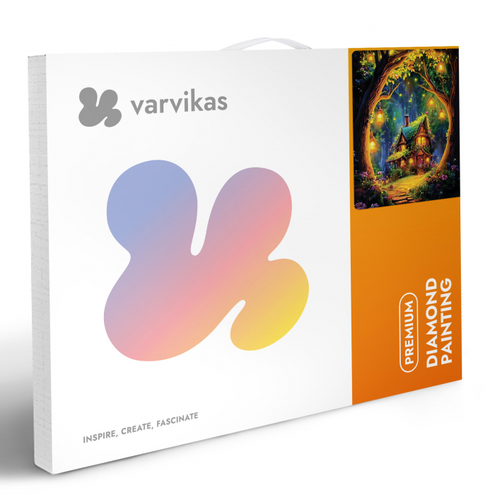 Set goblen cu diamante, cu sasiu, Coliba din taramul viselor, 50x65 cm [5]