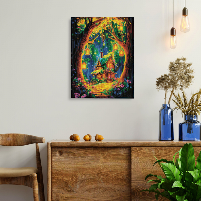 Set goblen cu diamante, cu sasiu, Coliba din taramul viselor, 50x65 cm [4]