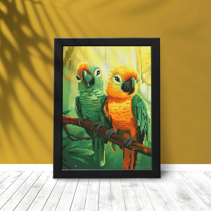 Set goblen cu diamante, cu sasiu, Papagali exotici, 30x40 cm [3]
