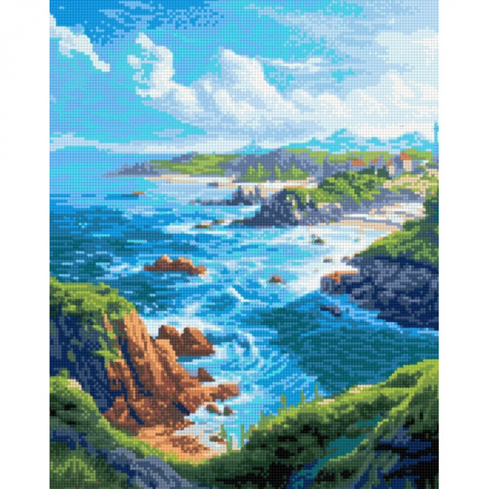 Set goblen cu diamante, cu sasiu, Orizont colorat, 40x50 cm [2]