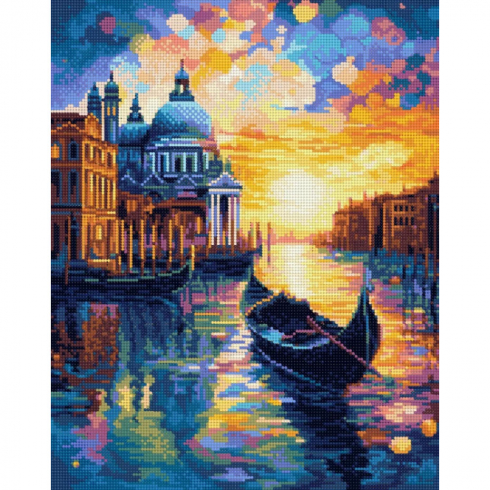 Set goblen cu diamante, cu sasiu, Venetia la apus de soare, 30x40 cm [2]