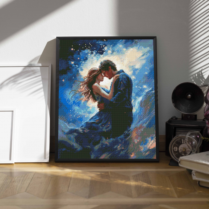 Set goblen cu diamante, cu sasiu, Dans celest, 40x50 cm [3]