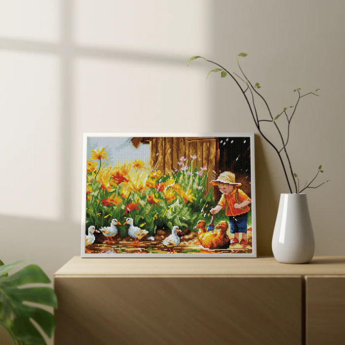 Set goblen cu diamante, cu sasiu, Aventura la tara, 40x50 cm [3]