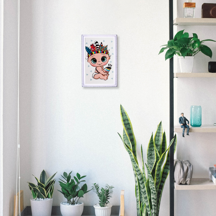 Set goblen cu diamante, cu sasiu, Bebelus - Indianul [4]