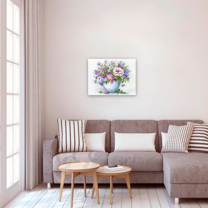 Set goblen cu diamante, cu sasiu, Flori Delicate [5]