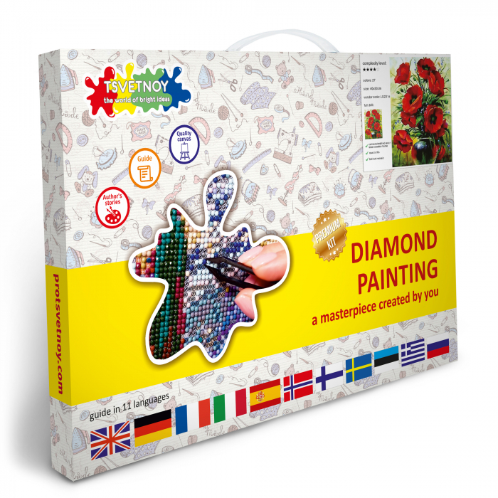 Goblen cu Diamante, cu sasiu, Buchet de maci, 40x50 cm [8]